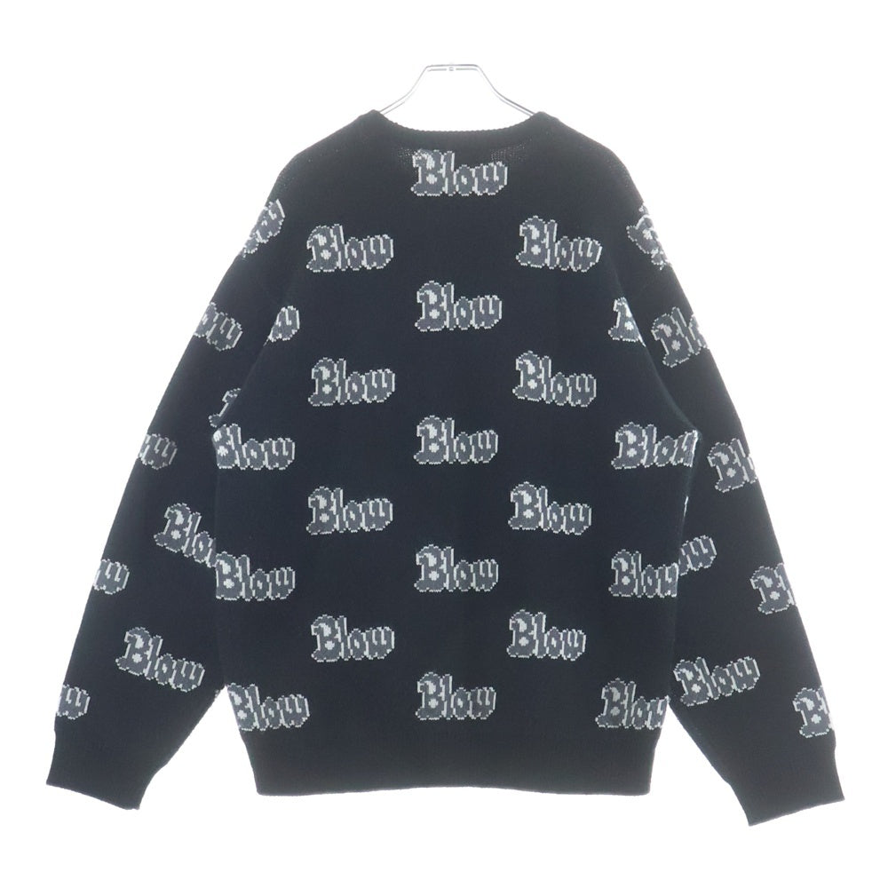 SUPREME(シュプリーム) 23AW Blow Sweater Blowロゴ柄 ジャガード クルーネック プルオーバー ニット セーター ブラック