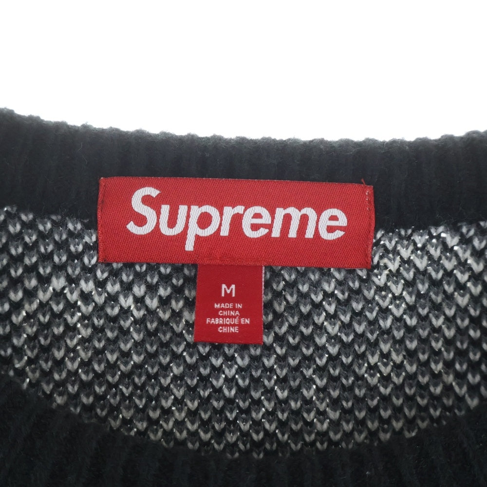 SUPREME(シュプリーム) 23AW Blow Sweater Blowロゴ柄 ジャガード クルーネック プルオーバー ニット セーター ブラック
