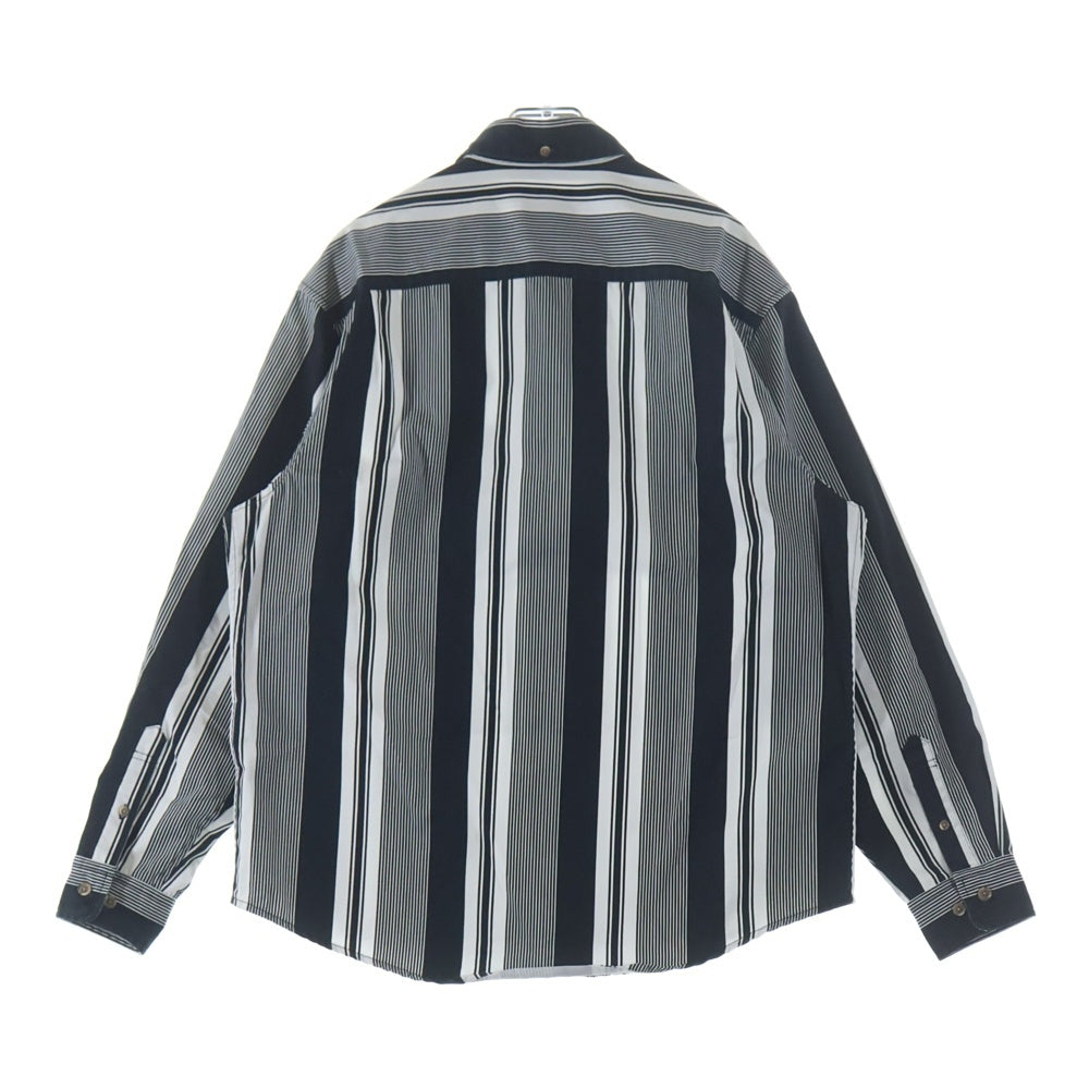 SUPREME(シュプリーム) 21SS ナイキ ロゴエンブロイダリー デニム切り替え レギュラーカラー コットン ツイル ストライプ 長袖シャツ ブラック/ホワイト DB0499-010