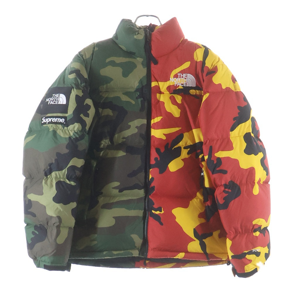 SUPREME(シュプリーム) 24SS ×THE NORTH FACE ノースフェイス ヌプシ スプリット ロゴエンブロイダリー カモ柄 切り替えデザイン ジップアップ ナイロン ダウンジャケット NF0A875F