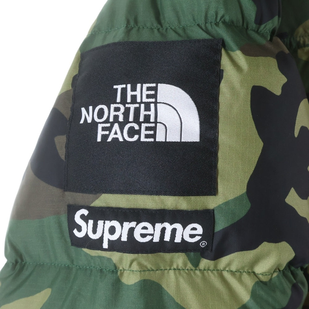 SUPREME(シュプリーム) 24SS ×THE NORTH FACE ノースフェイス ヌプシ スプリット ロゴエンブロイダリー カモ柄 切り替えデザイン ジップアップ ナイロン ダウンジャケット NF0A875F