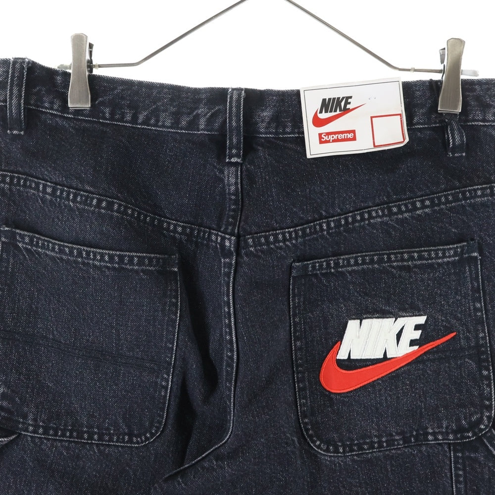 SUPREME(シュプリーム) 24SS ×NIKE Denim Short ナイキ ロゴエンブロイダリー デニムジップアップ ショーツ ハーフパンツ ブラック FQ0344-010
