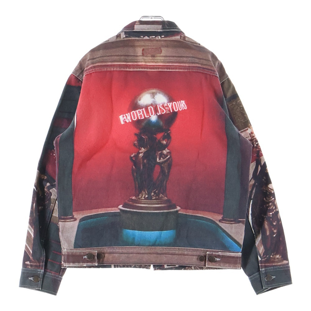 SUPREME(シュプリーム) 17AW ×SCARFACE The World Is Yours Denim Jacket スカーフェイス プリントデザイン レギュラーカラー ジップアップ デニムジャケット レッド