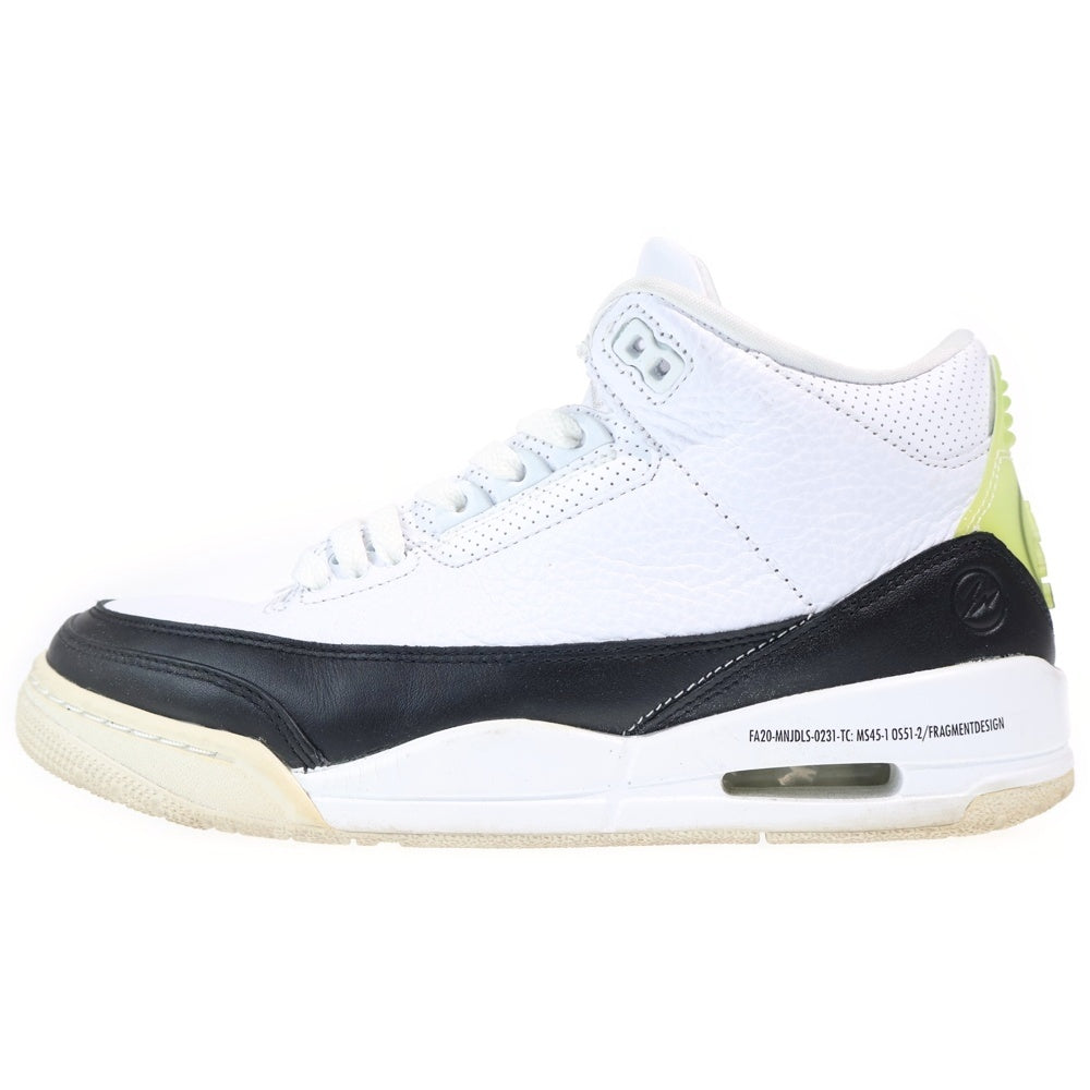 NIKE(ナイキ) ×FRAGMENT DESIGN AIR JORDAN 3 RETRO SP フラグメントデザイン エアジョーダン レトロ ミッドカットスニーカー ホワイト/ブラック US8.5/26.5cm DA3595-100