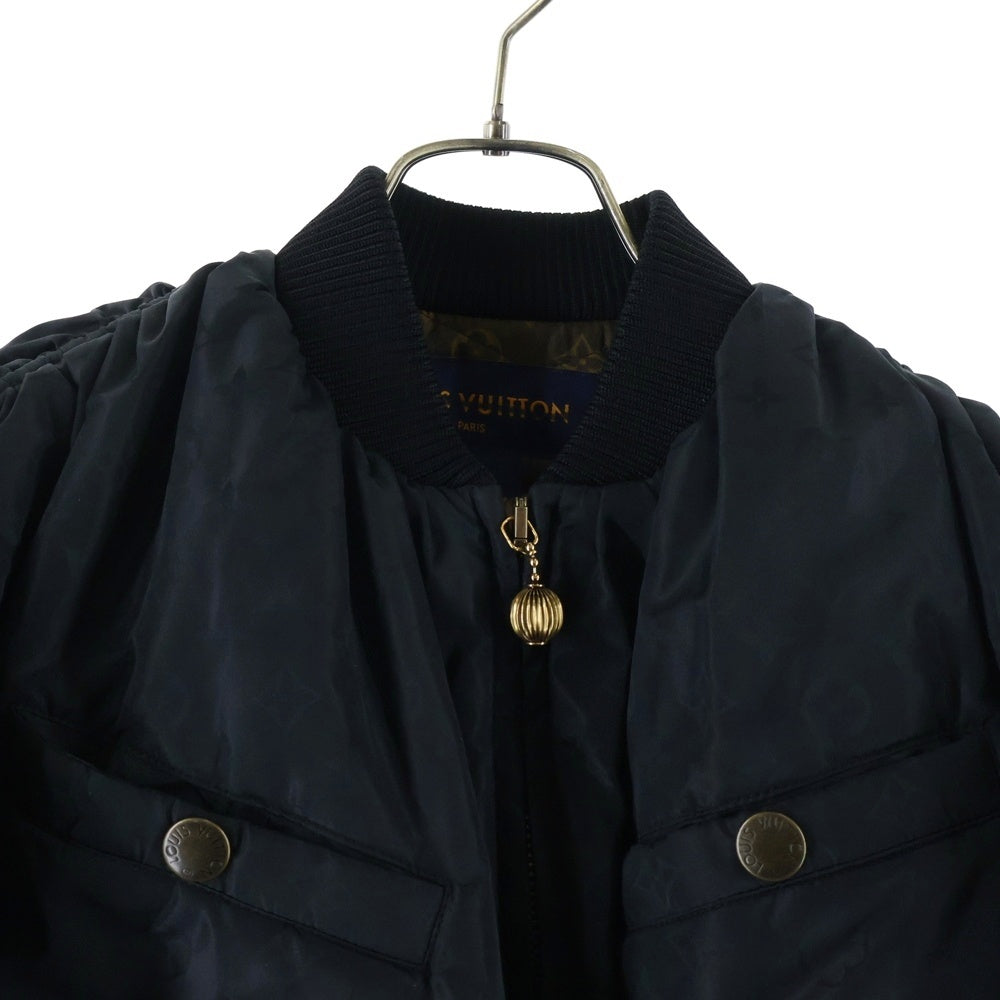 LOUIS VUITTON(ルイヴィトン) 22SS モノグラム ビショップスリーブ ボマージャケット シルク混 ショート丈ブルゾン ブラック レディース RM221B FLX FMOW75