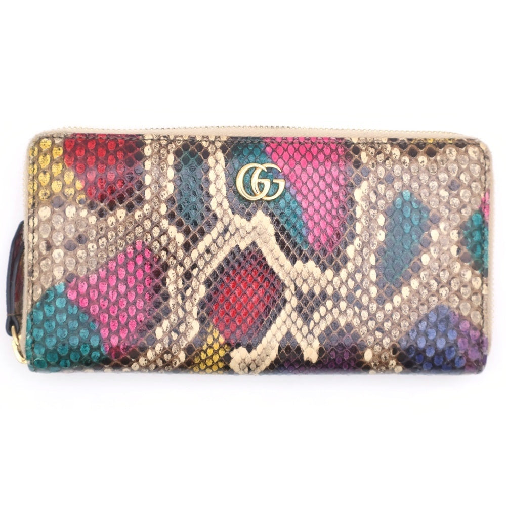 GUCCI(グッチ) パイソン柄 ラウンドファスナー レザー ロングウォレット 財布 マルチカラー 456117-0416 レディース