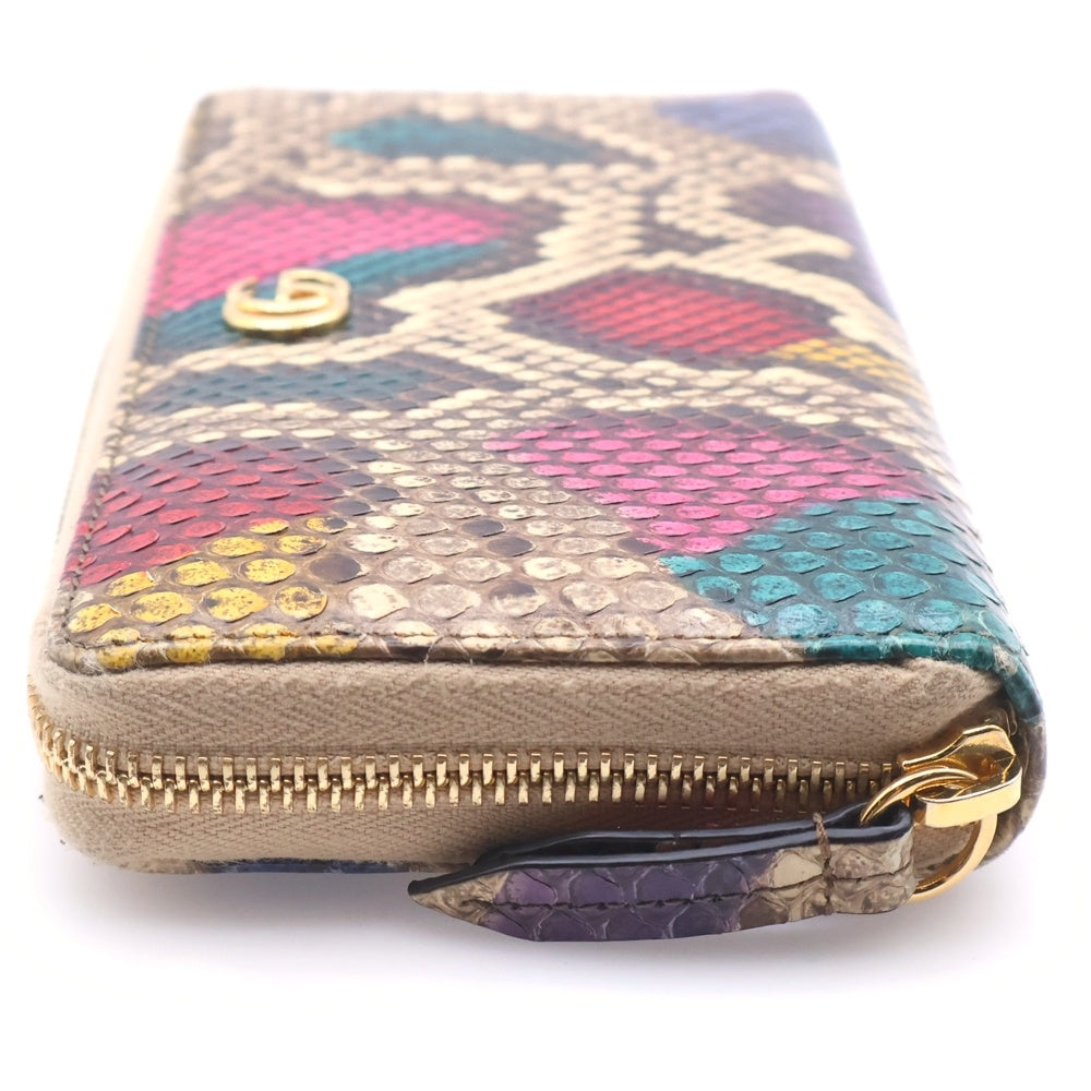 GUCCI(グッチ) パイソン柄 ラウンドファスナー レザー ロングウォレット 財布 マルチカラー 456117-0416 レディース