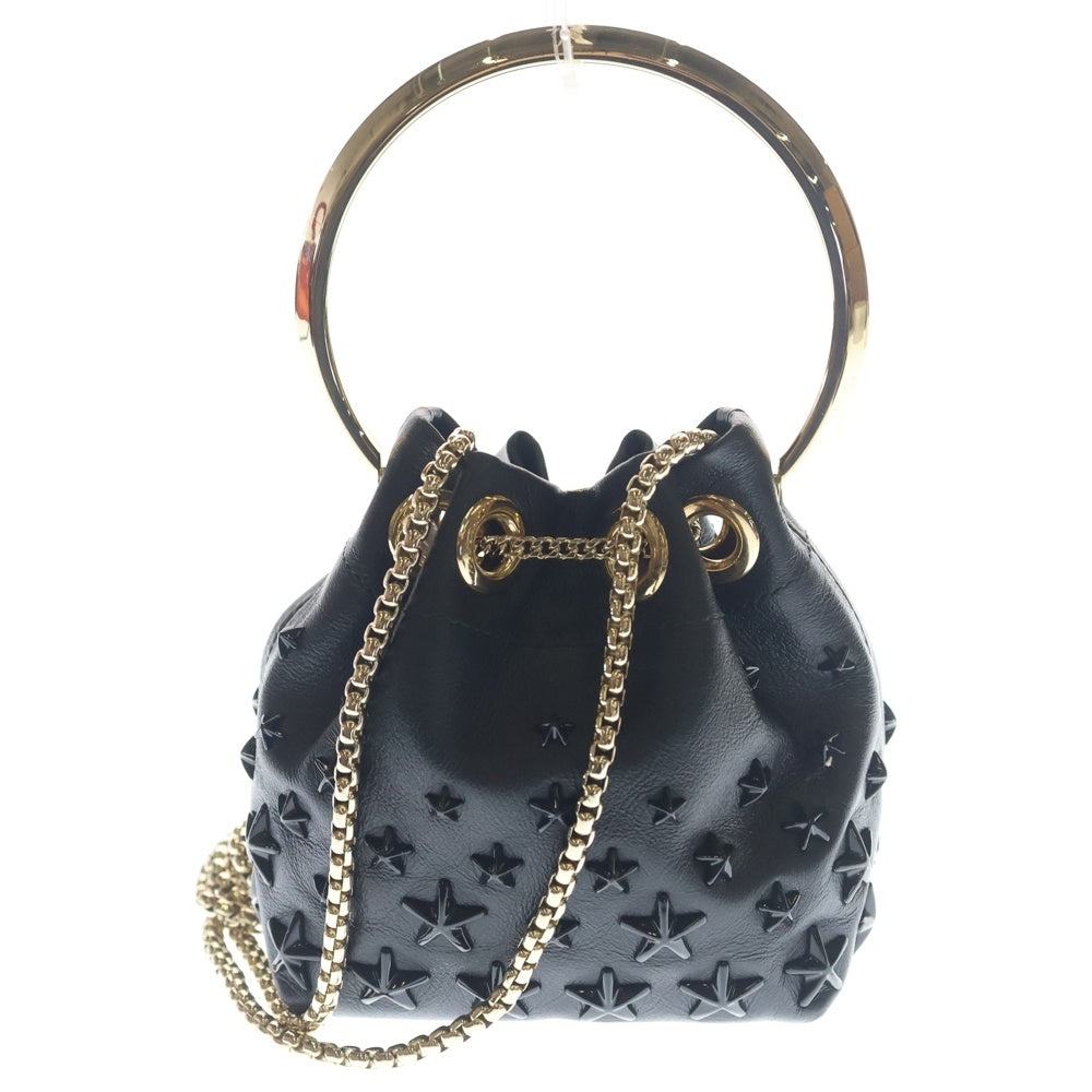 JIMMY CHOO(ジミーチュウ) MICRO BON BON BAG マイクロボンボン スタースタッズ 2WAY ハンド チェーンショルダーバッグ ブラック レディース
