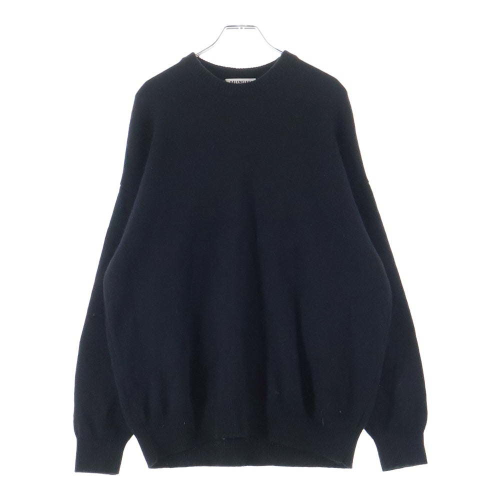 BALENCIAGA(バレンシアガ) ロゴエンブロイダリー カシミヤ クルーネックニット セーター ブラック 681983 T4124