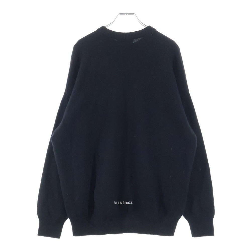 BALENCIAGA(バレンシアガ) ロゴエンブロイダリー カシミヤ クルーネックニット セーター ブラック 681983 T4124
