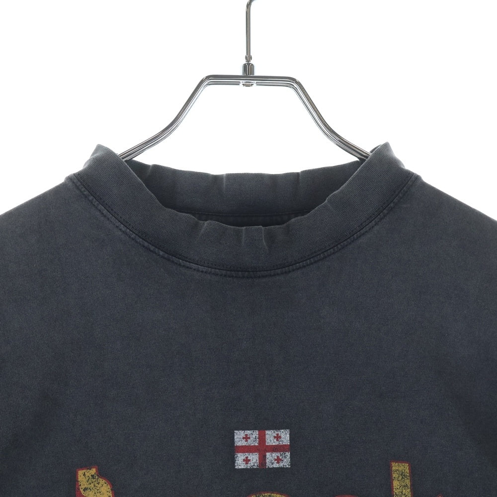 BALENCIAGA(バレンシアガ) 25SS Tbilisi Oversized T-Shirt ユーズド加工 オーバーサイズ プリント半袖Tシャツ カットソー ブラック 811688 TRVQ7