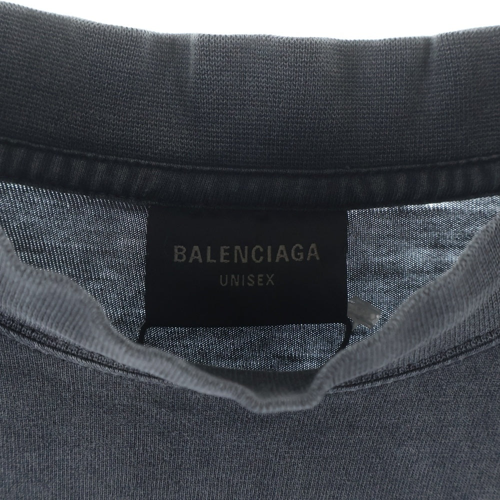 BALENCIAGA(バレンシアガ) 25SS Tbilisi Oversized T-Shirt ユーズド加工 オーバーサイズ プリント半袖Tシャツ カットソー ブラック 811688 TRVQ7