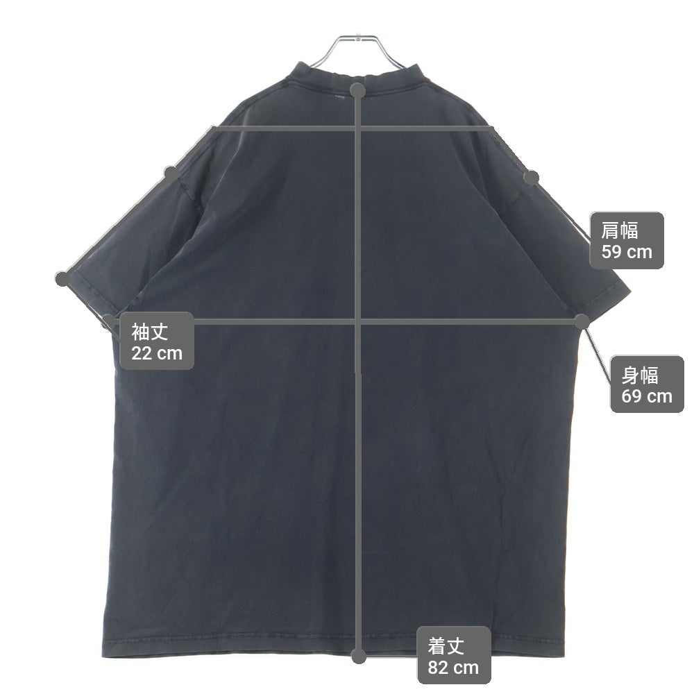 BALENCIAGA(バレンシアガ) 25SS Tbilisi Oversized T-Shirt ユーズド加工 オーバーサイズ プリント半袖Tシャツ カットソー ブラック 811688 TRVQ7