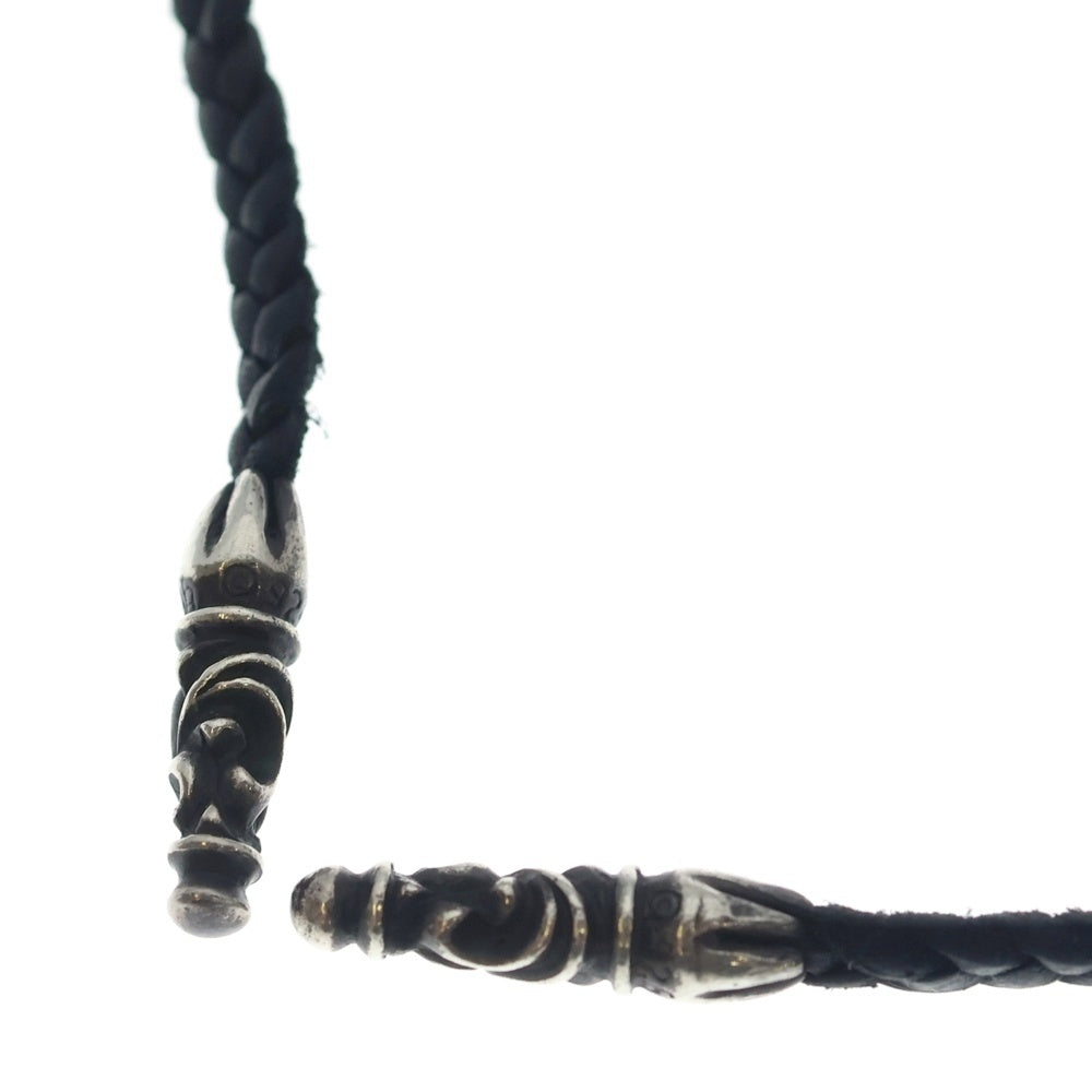 CHROME HEARTS(クロムハーツ) LEATHER BRAID スクロールレザーブレード シルバーネックレス ブラック/シルバー