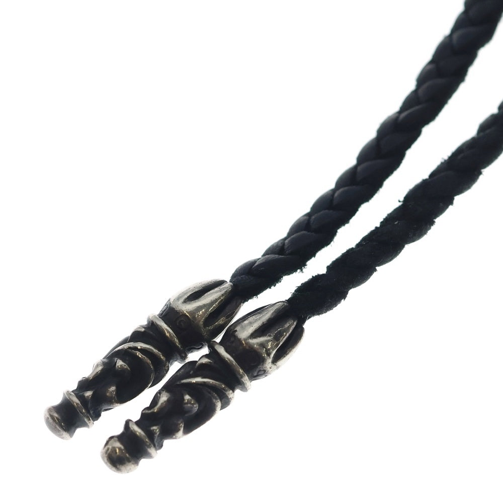 CHROME HEARTS(クロムハーツ) LEATHER BRAID スクロールレザーブレード シルバーネックレス ブラック/シルバー