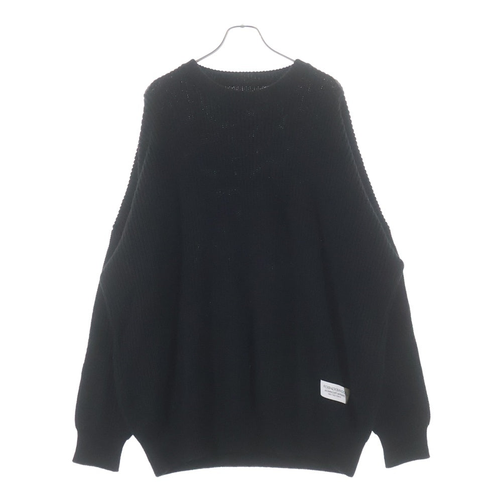 NEIGHBORHOOD(ネイバーフッド) 21AW FLAT / AW-KNIT LS アクリル フラットクルーネックニットセーター ブラック 212FUNH-KNM01