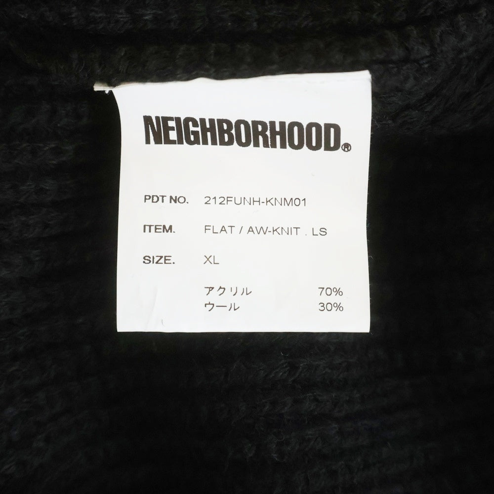 NEIGHBORHOOD(ネイバーフッド) 21AW FLAT / AW-KNIT LS アクリル フラットクルーネックニットセーター ブラック 212FUNH-KNM01