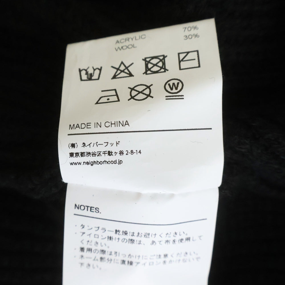 NEIGHBORHOOD(ネイバーフッド) 21AW FLAT / AW-KNIT LS アクリル フラットクルーネックニットセーター ブラック 212FUNH-KNM01