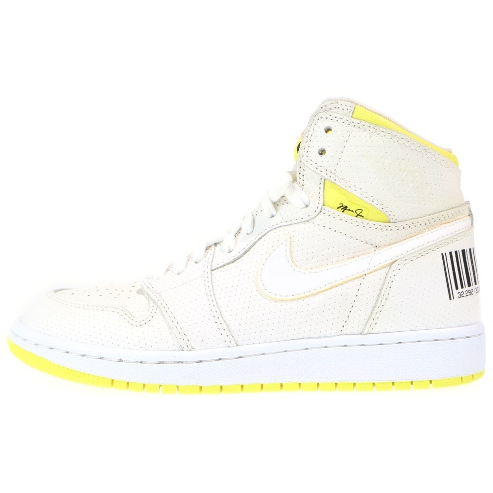 NIKE(ナイキ) GS AIR JORDAN 1 HIGH First Class Flight エアジョーダン 1 ハイカットスニーカー レディース ホワイト/イエロー US4.5Y/23.5cm 575441-170