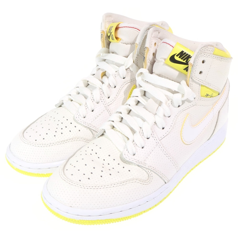 NIKE(ナイキ) GS AIR JORDAN 1 HIGH First Class Flight エアジョーダン 1 ハイカットスニーカー レディース ホワイト/イエロー US4.5Y/23.5cm 575441-170