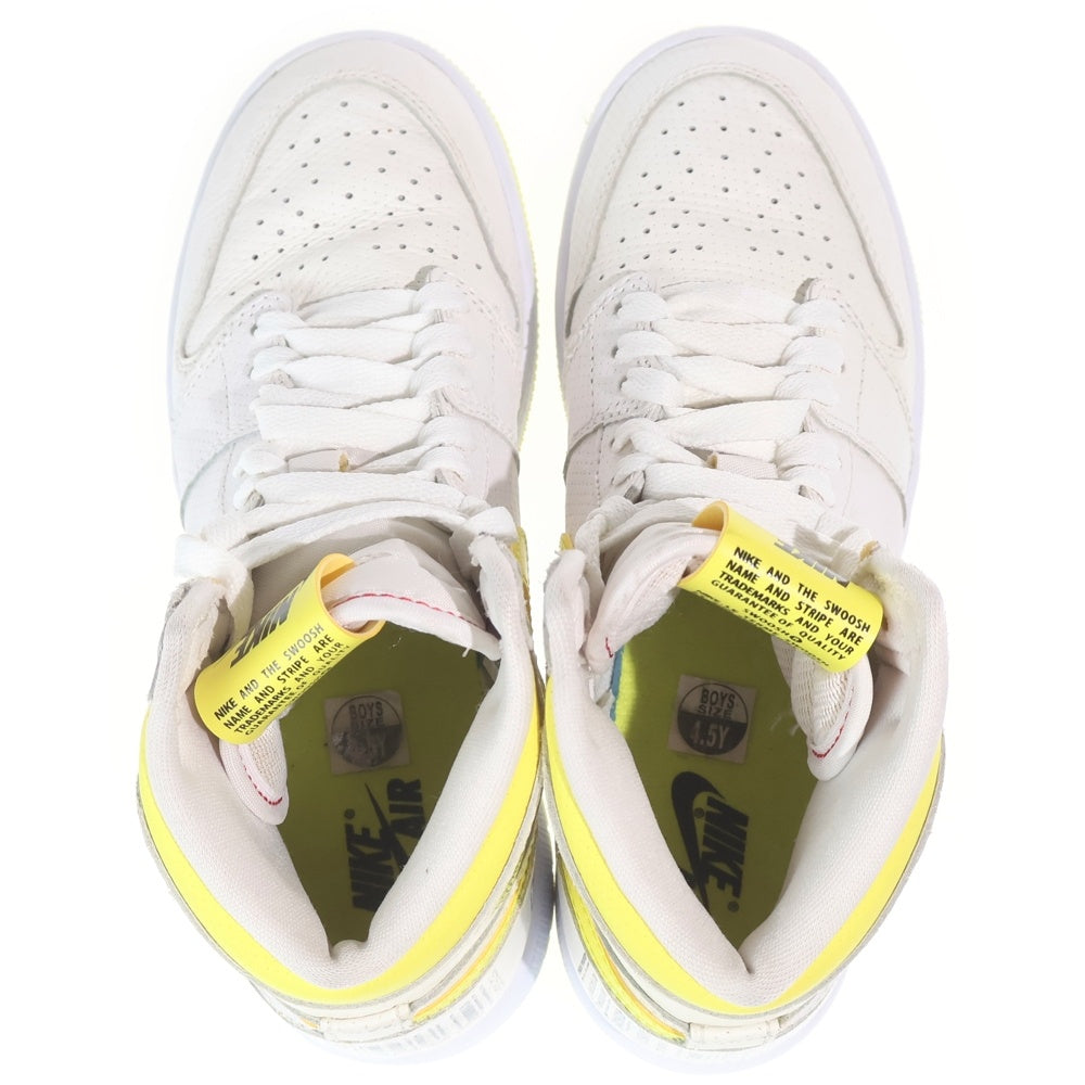 NIKE(ナイキ) GS AIR JORDAN 1 HIGH First Class Flight エアジョーダン 1 ハイカットスニーカー レディース ホワイト/イエロー US4.5Y/23.5cm 575441-170