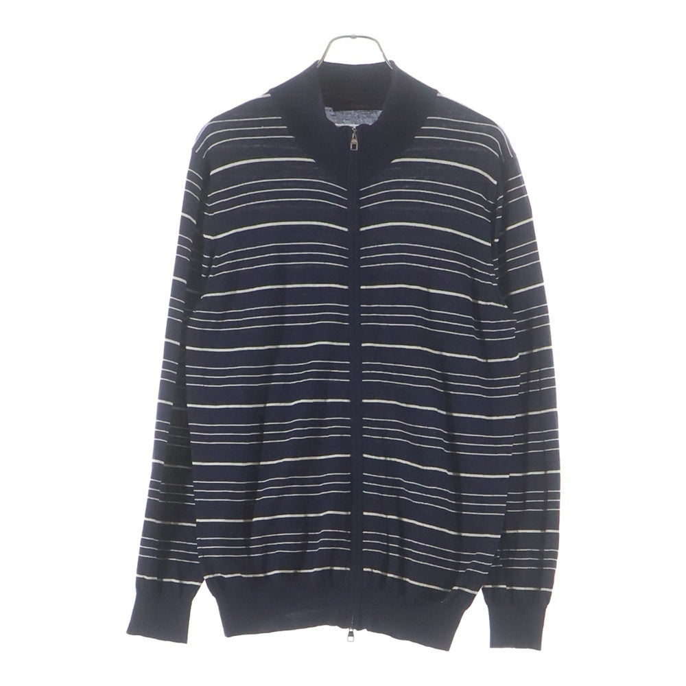 LOUIS VUITTON(ルイヴィトン) シルク混 ボーダーデザイン ジップアップ ニットジャケット セーター ネイビー RM092M MPKN24 M93