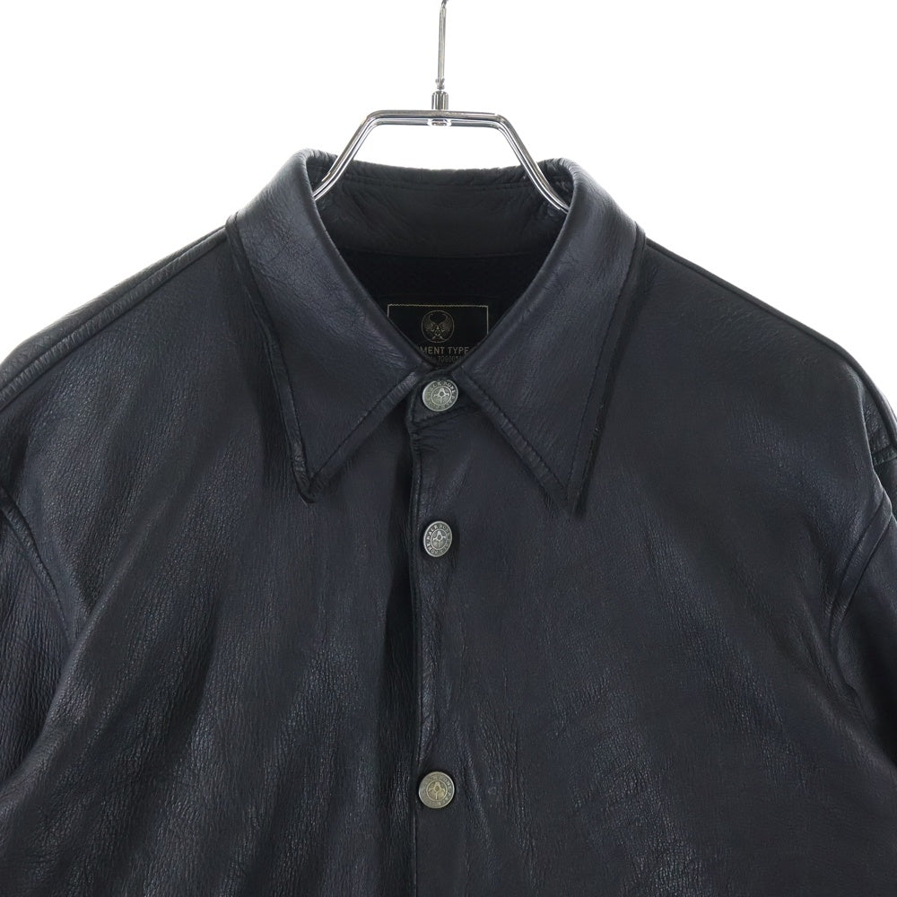 BACK BONE(バックボーン) 08SS TYPE A-1 DEER SKIN SHIRT ディアスキン 長袖レザーシャツ ブラック BB08SS-LS01