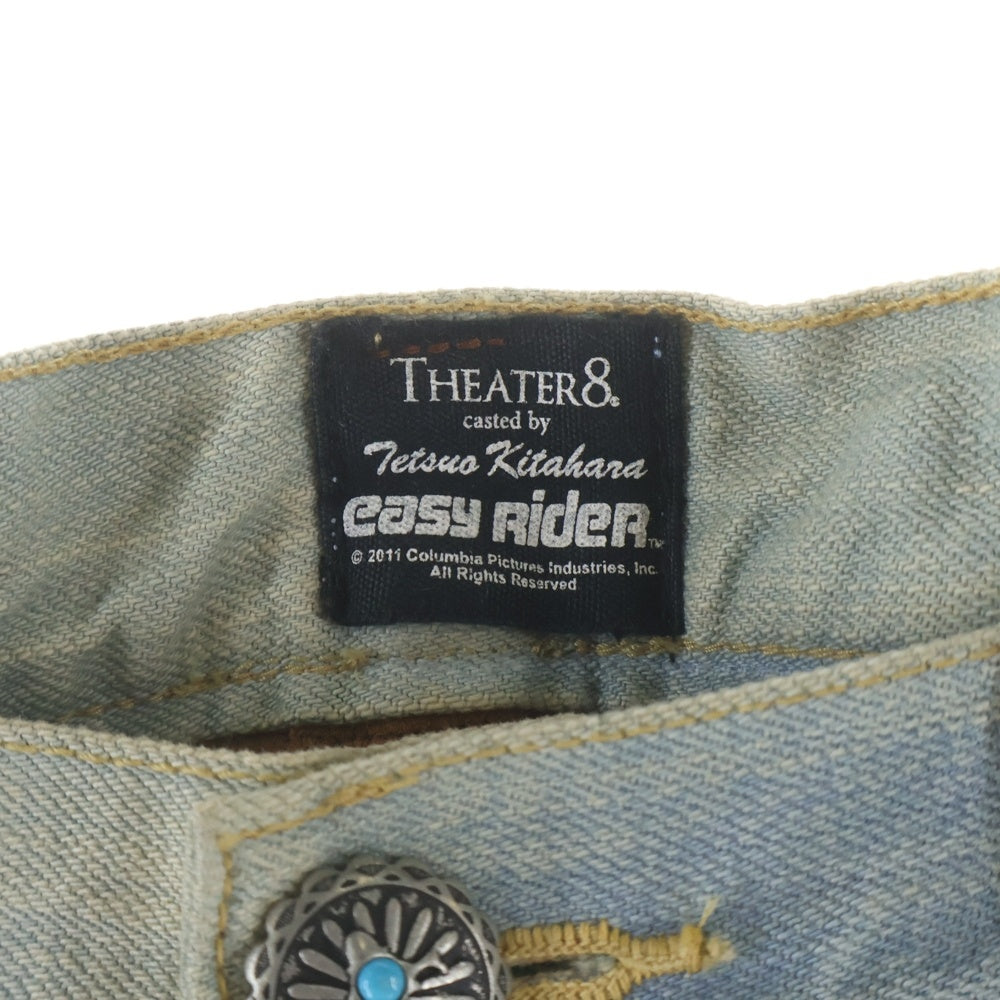 BACK BONE(バックボーン) ×THEATER8 ×EASYRIDER ×HTC シアター8 イージーライダー エイチティーシー リペア加工 レザードッキング デニムパンツ インディゴ BB11SS-DP20ER