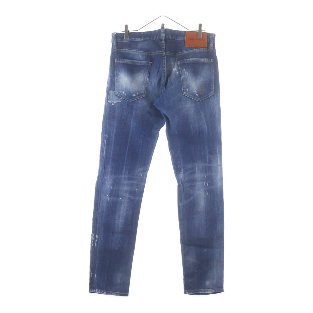 DSQUARED2(ディースクエアード) 20SS ペイント加工 ダメージ スキニーデニムパンツ ジーンズ インディゴ S74LB0688