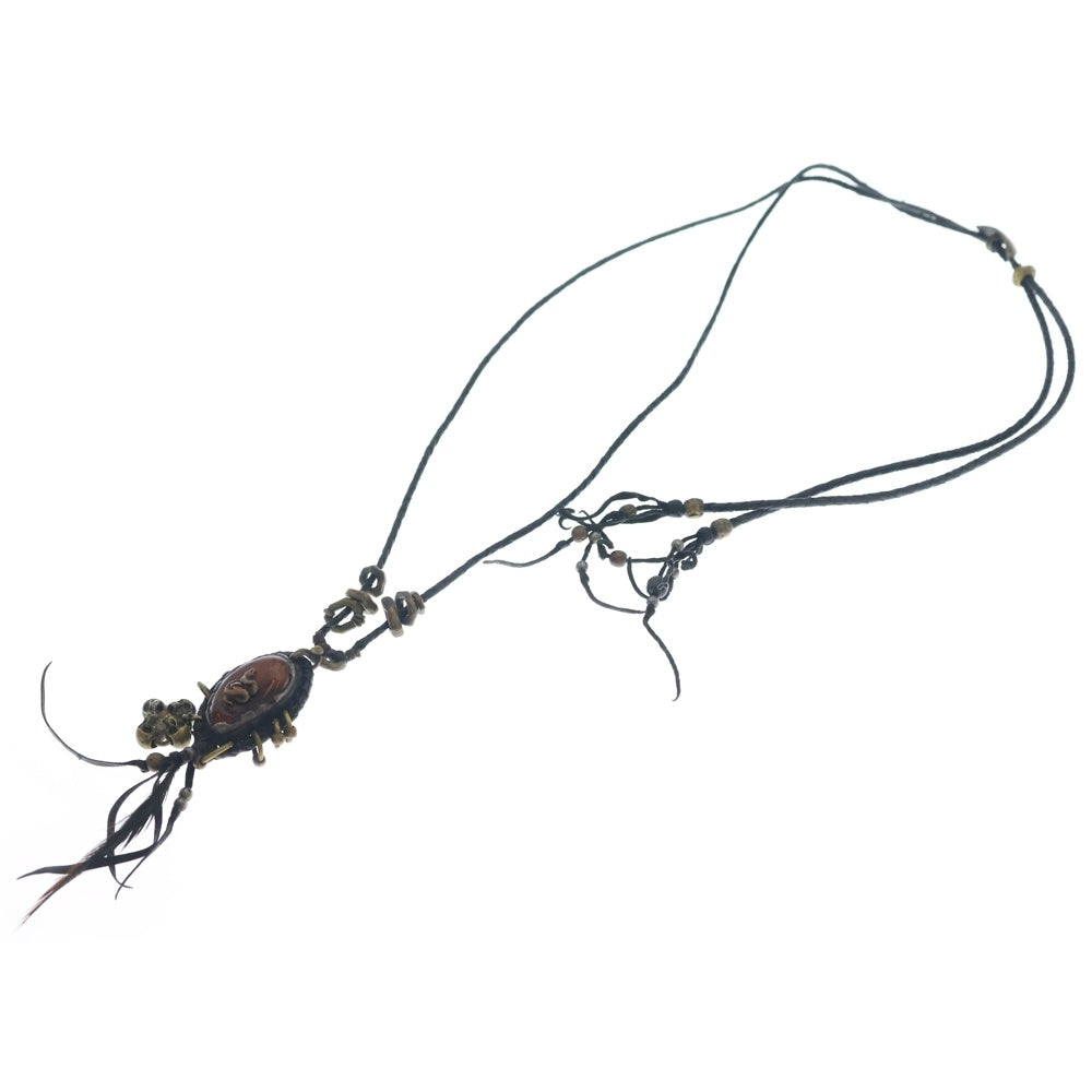 14th Addiction(フォーティースアディクション) NECKLACE レザーブレード コハク ネックレス ブラック