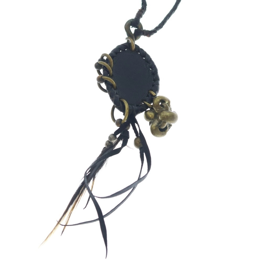 14th Addiction(フォーティースアディクション) NECKLACE レザーブレード コハク ネックレス ブラック