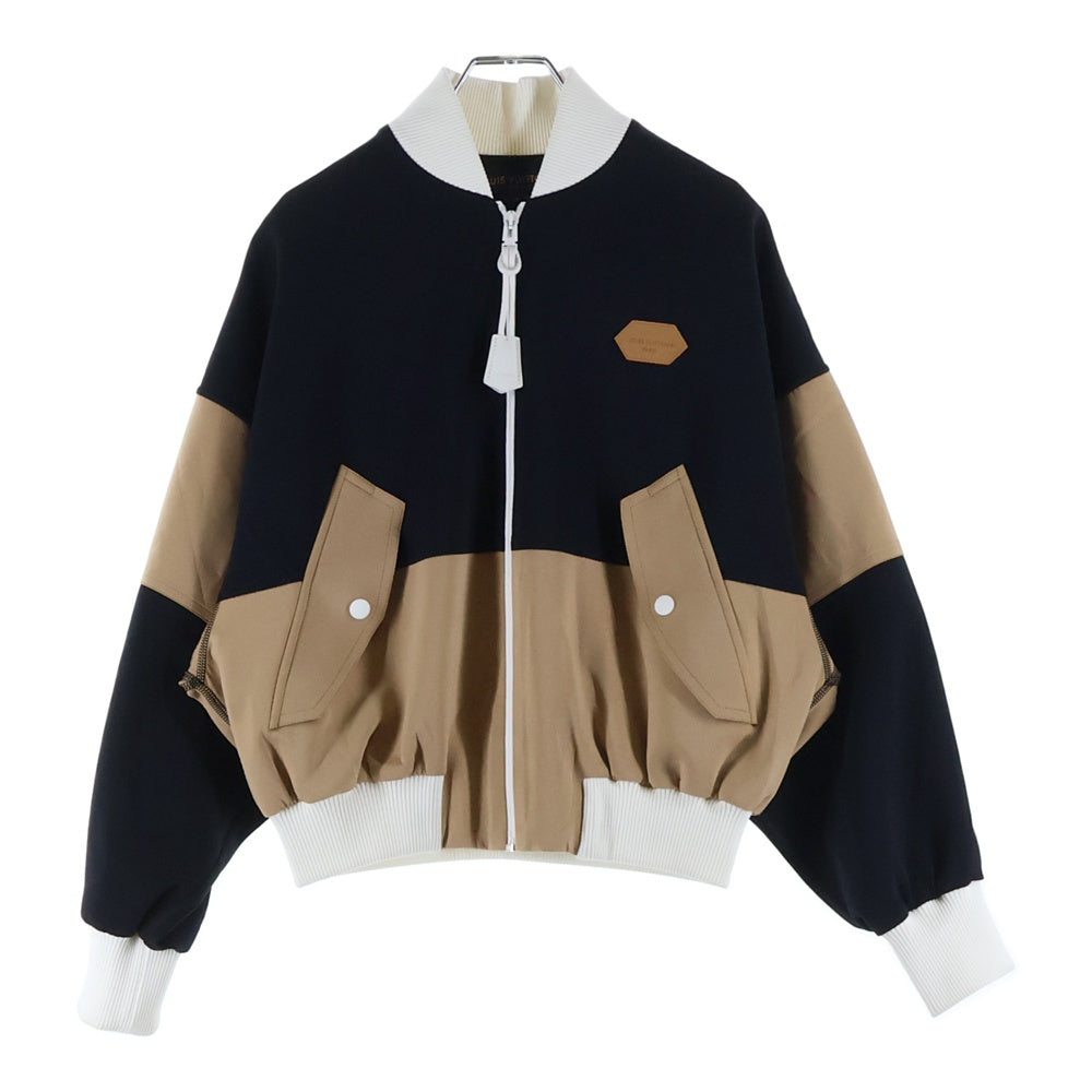 LOUIS VUITTON(ルイヴィトン) 26SS シルク混 カラーブロック ジップアップ ボンバージャケット ブラウン/ブラック RW261WD G72 FUJA33