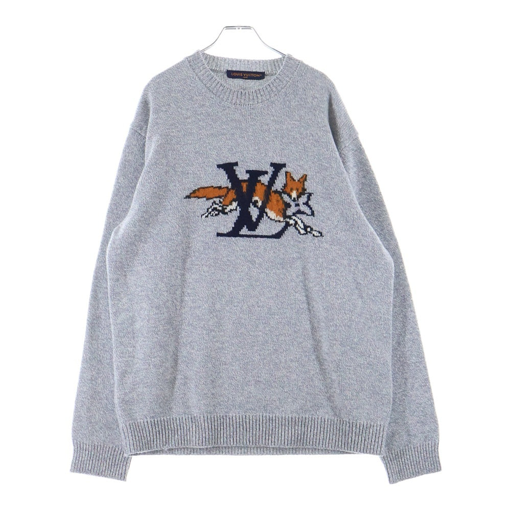 LOUIS VUITTON(ルイヴィトン) 26SS チャンキー ウールカシミヤ フロントフォックス クルーネックニット セーター グレー RM261MM EH0 HUN21W