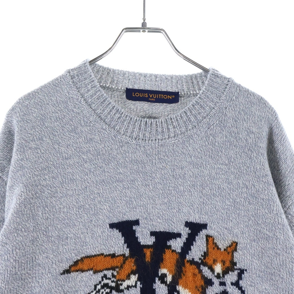 LOUIS VUITTON(ルイヴィトン) 26SS チャンキー ウールカシミヤ フロントフォックス クルーネックニット セーター グレー RM261MM EH0 HUN21W