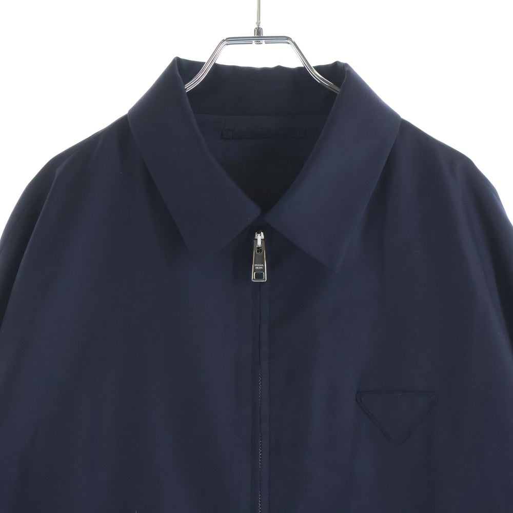 PRADA(プラダ) キャメルヘア トライアングルロゴ 三角パッチ ジップアップジャケット ウールブルゾン ネイビー SGC291