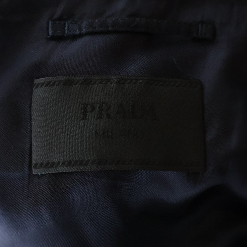 PRADA(プラダ) キャメルヘア トライアングルロゴ 三角パッチ ジップアップジャケット ウールブルゾン ネイビー SGC291