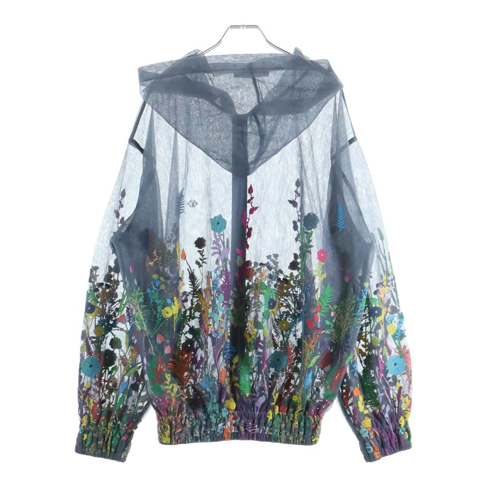 LOUIS VUITTON(ルイヴィトン) 20SS Grey Flower Embroidered Mesh Jacket フラワー刺繍 フーデッドジャケット メッシュ ジップアップパーカー グレー/マルチカラー RM201 UMY HIB97W