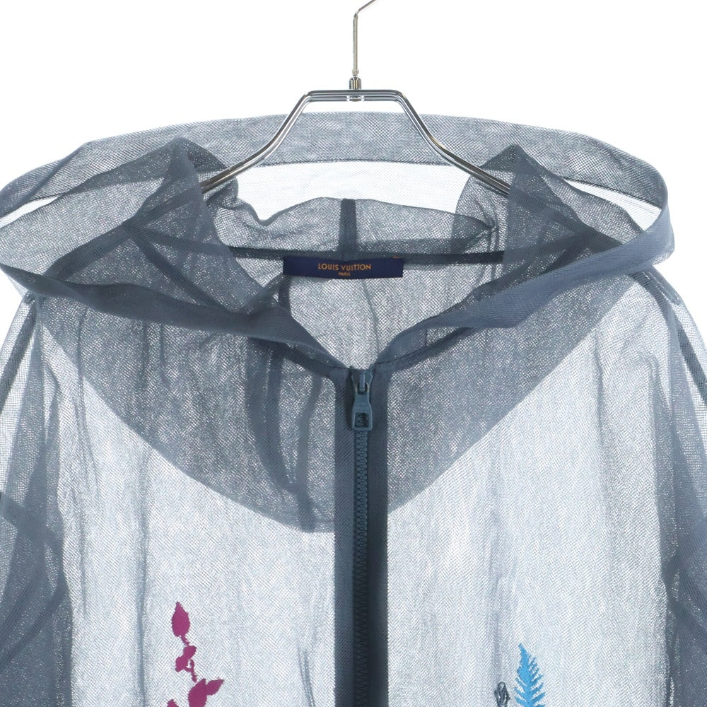 LOUIS VUITTON(ルイヴィトン) 20SS Grey Flower Embroidered Mesh Jacket フラワー刺繍 フーデッドジャケット メッシュ ジップアップパーカー グレー/マルチカラー RM201 UMY HIB97W