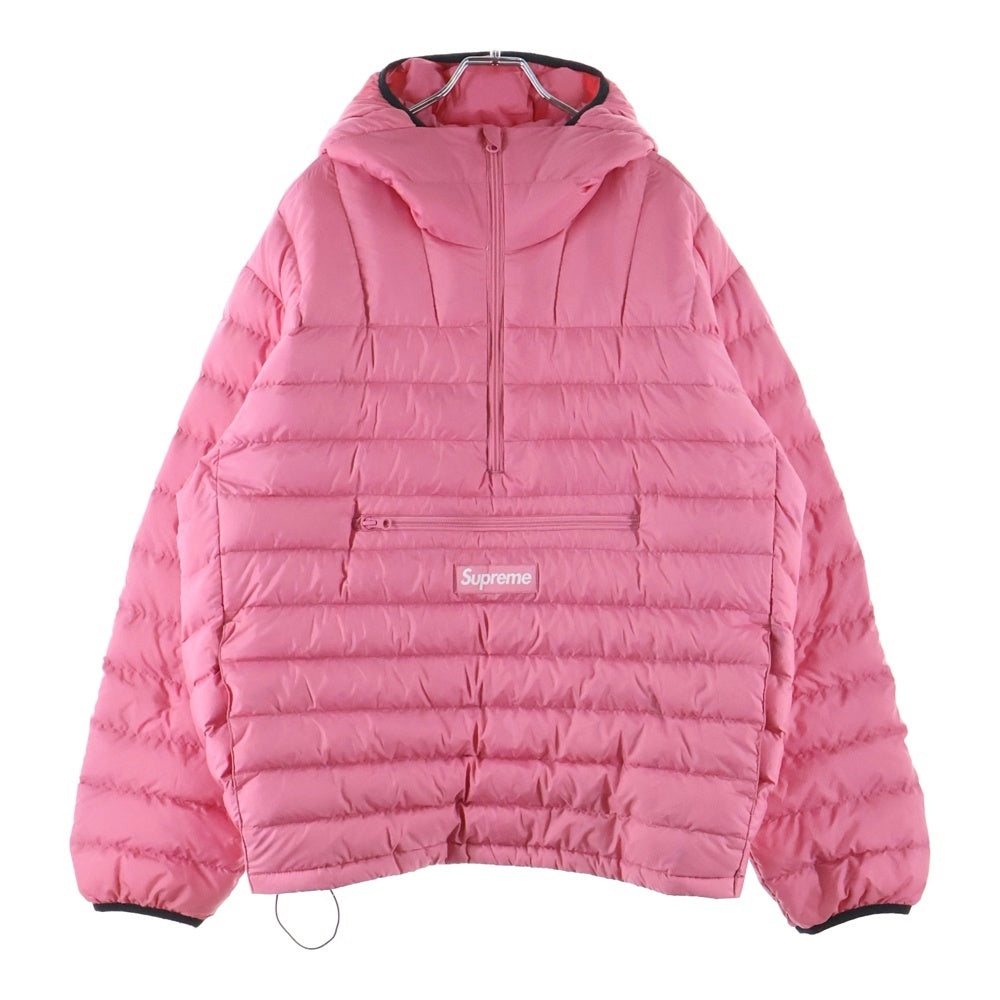 SUPREME(シュプリーム) 21AW Micro Down Half Zip Hooded Pullover マイクロ フロントボックスロゴデザイン ハーフジップ フーデッド ダウンジャケット ピンク