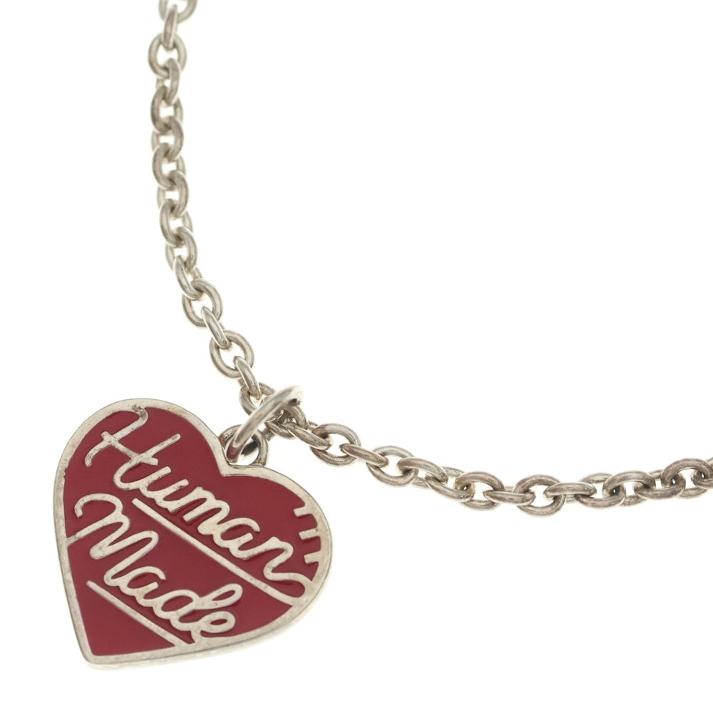 HUMAN MADE(ヒューマンメイド) ロゴデザイン ハート シルバーペンダント ネックレス レッド HM27GD063 レディース