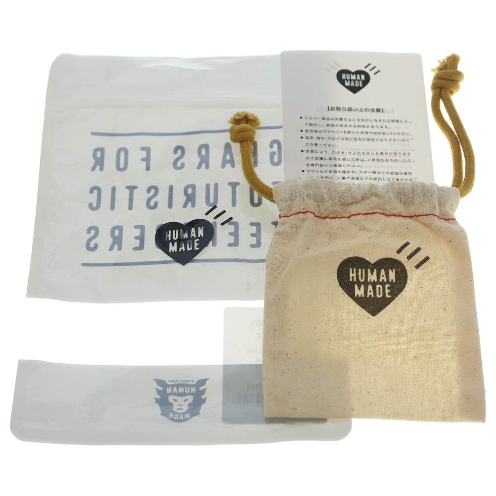 HUMAN MADE(ヒューマンメイド) ロゴデザイン ハート シルバーペンダント ネックレス レッド HM27GD063 レディース