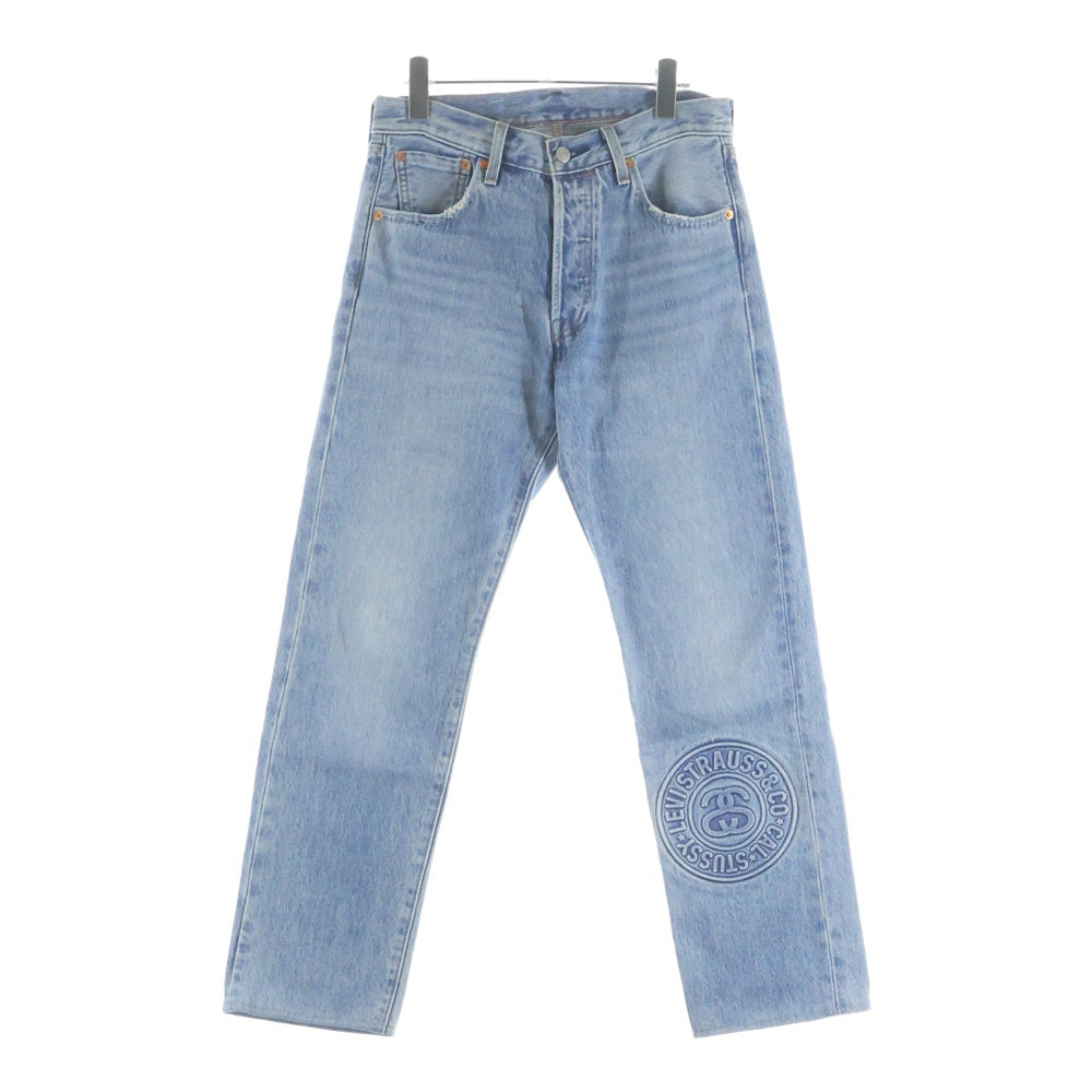 Levi's(リーバイス) ×STUSSY EMBOSSED 501 ステューシー エンボス ボタンフライ ストレートデニムパンツ ジーンズ インディゴ A5218-0000
