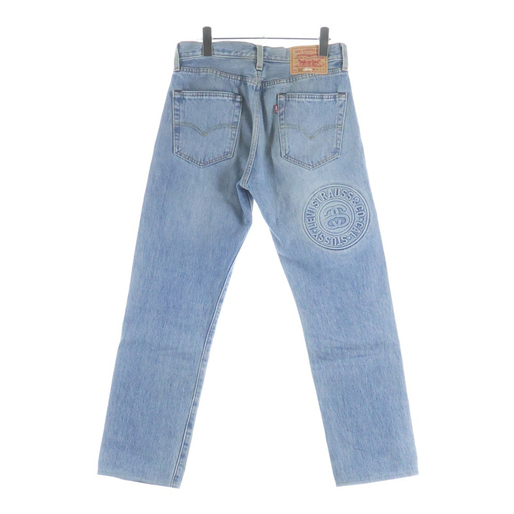 Levi's(リーバイス) ×STUSSY EMBOSSED 501 ステューシー エンボス ボタンフライ ストレートデニムパンツ ジーンズ インディゴ A5218-0000