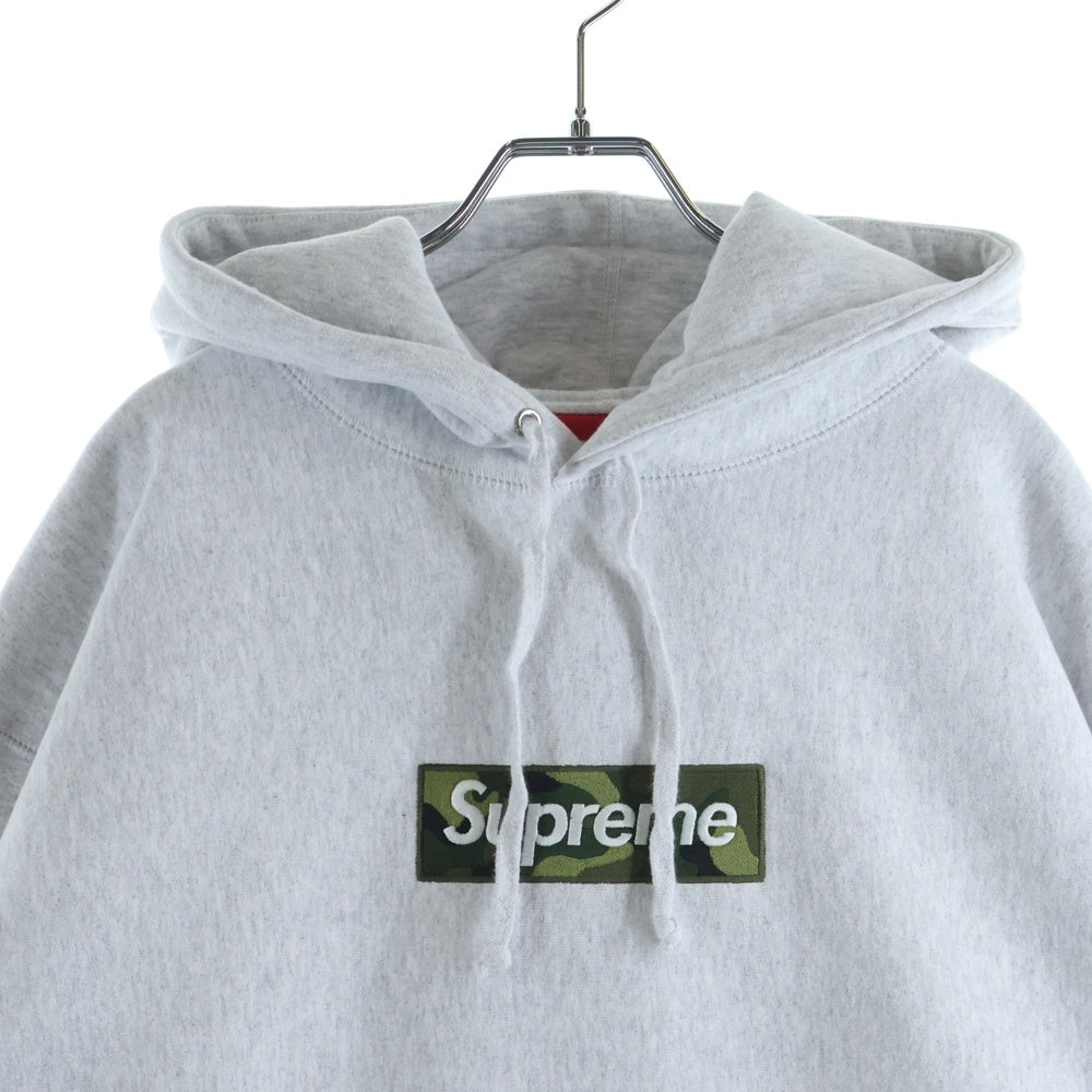 SUPREME(シュプリーム) 23AW Box Logo Hooded Sweatshirt カモフラ ボックス ロゴ プルオーバースウェットパーカー フーディー グレー