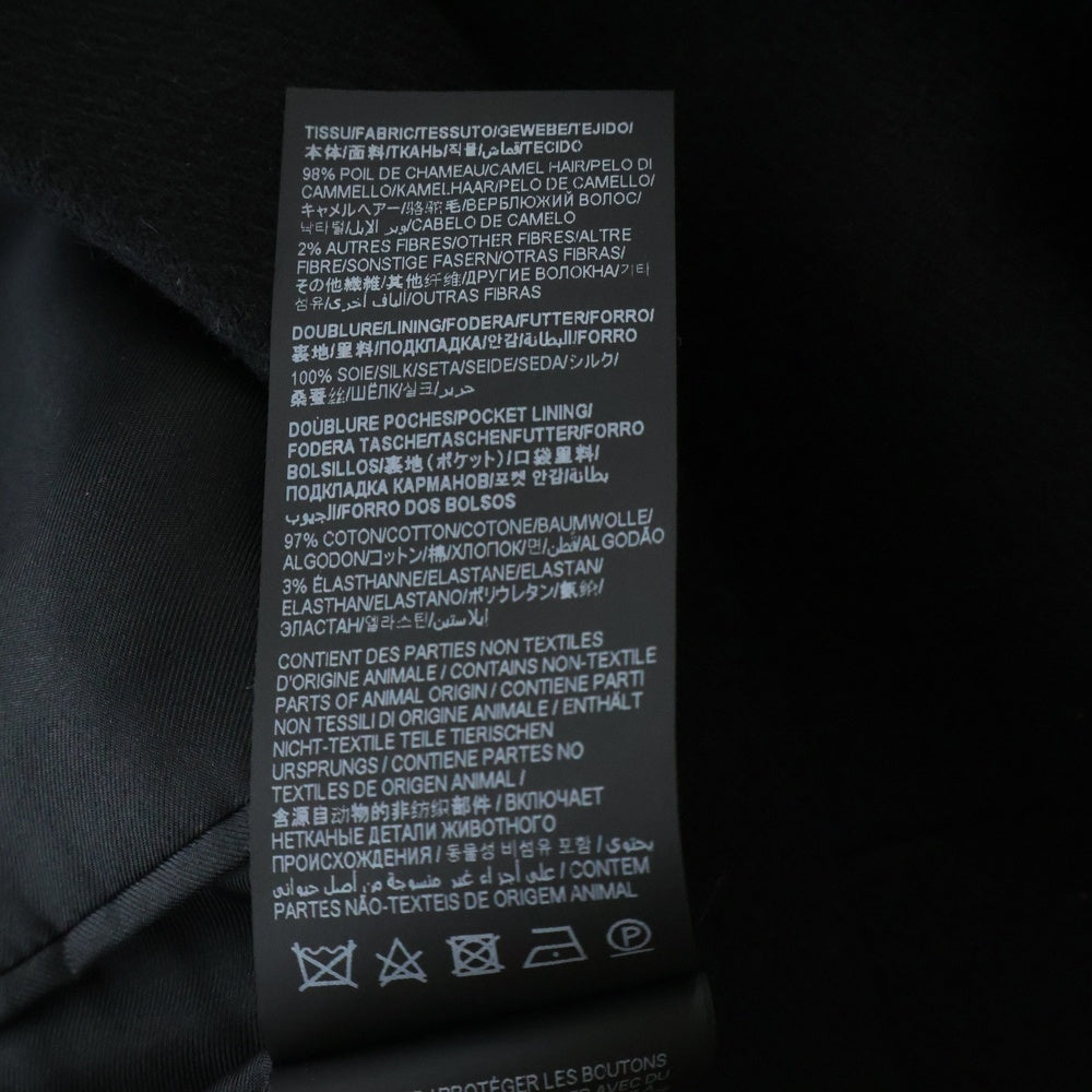 SAINT LAURENT PARIS(サンローランパリ) シルク メタルボタン ダブルブレスト ミドルコート ブラック 707006 Y2F64