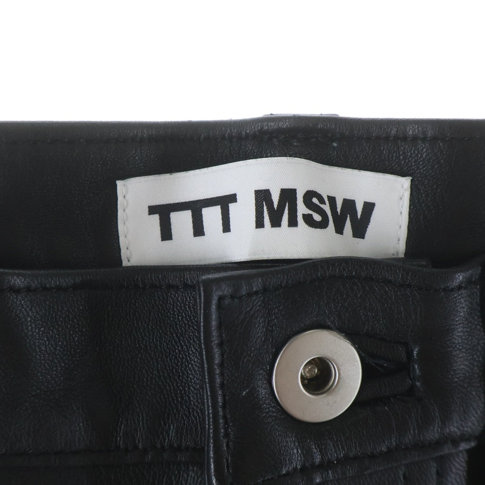 TTT_MSW(ティーモダンストリートウェア) 21SS シープスキン センタータック ストレートパンツ ブラック TTT-2021SS-PT05