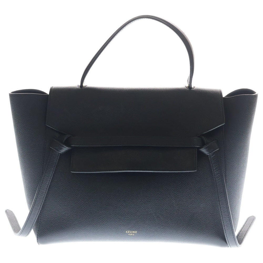 CELINE(セリーヌ) ベルトバッグ マイクロ レザー 2WAYバッグ ハンドバッグ ショルダーバッグ ブラック ゴールド金具 レディース