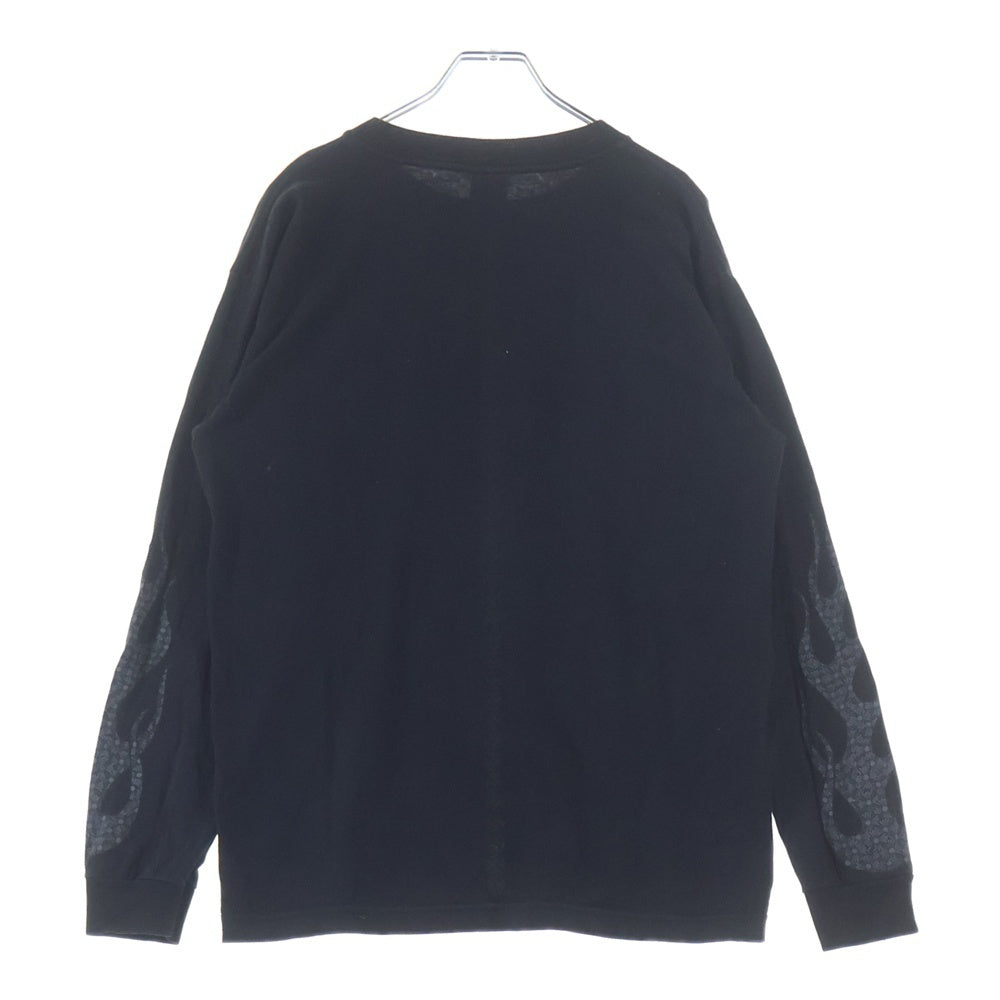 CHROME HEARTS(クロムハーツ) OLD CH T-SHIRT アームCHプラスファイヤーパターン ロゴプリント クルーネック 長袖Tシャツ カットソー ブラック