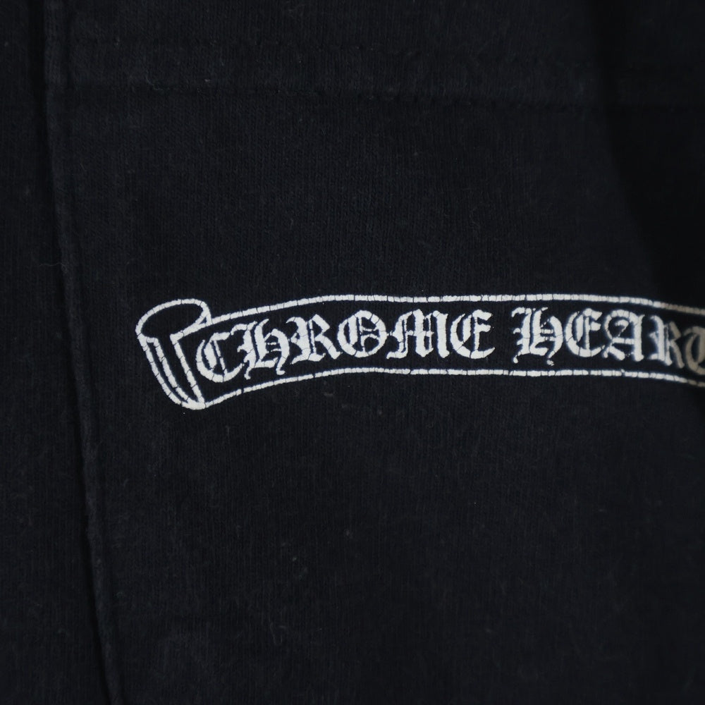 CHROME HEARTS(クロムハーツ) OLD CH T-SHIRT アームCHプラスファイヤーパターン ロゴプリント クルーネック 長袖Tシャツ カットソー ブラック