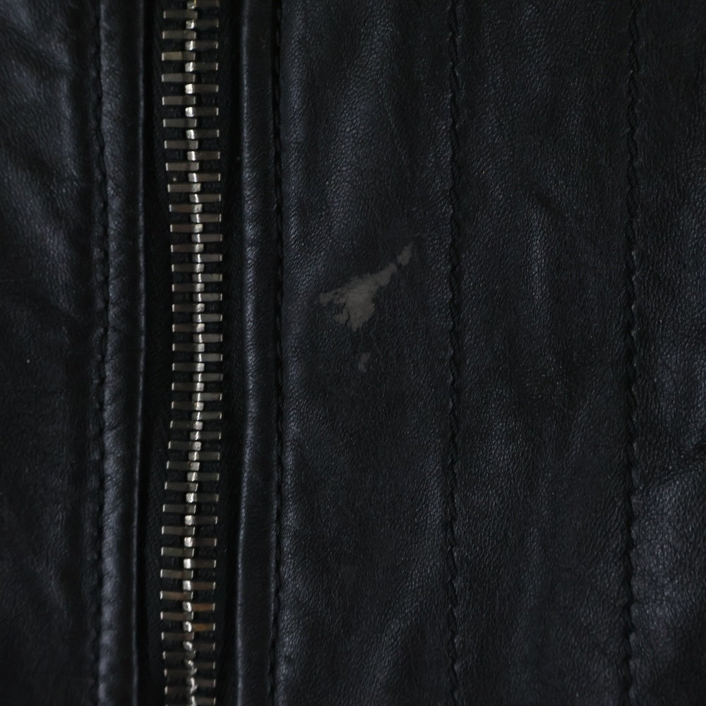 DOLCE & GABBANA(ドルチェアンドガッバーナ) ラムスキン ネックストラップ シングルライダース レザージャケット ブラック G9E57L